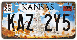 Retro Embossed License Plate - KAZ 2Y5 - Supernatural Inspired