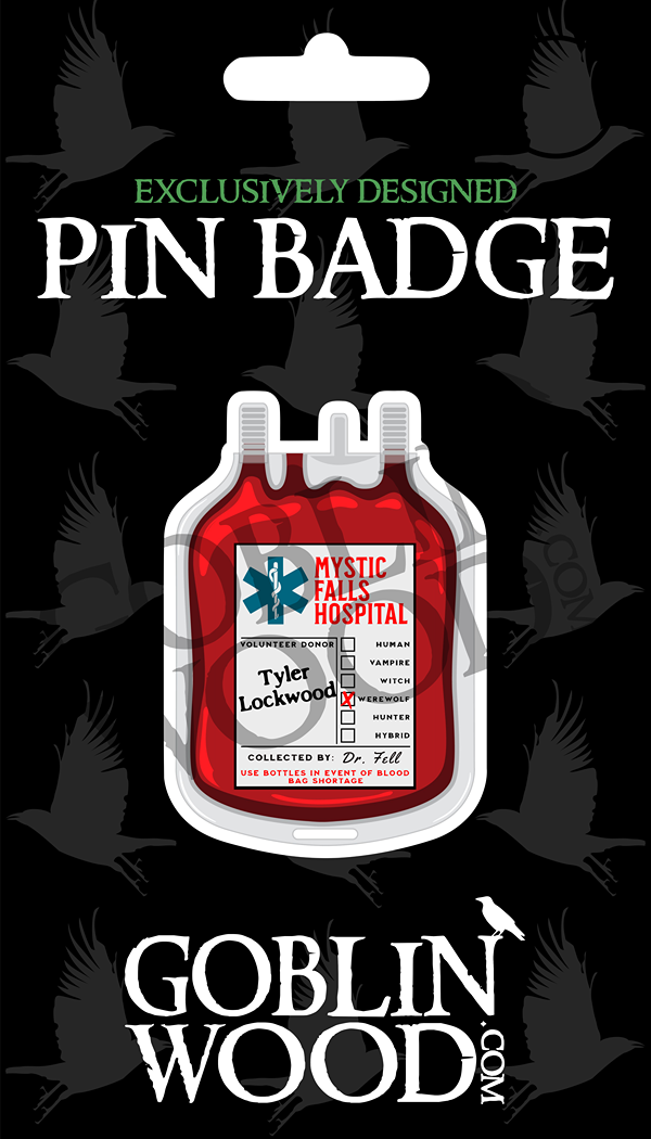 Tyler Blood Bag Acrylic Pin Badge - TVD Inspired