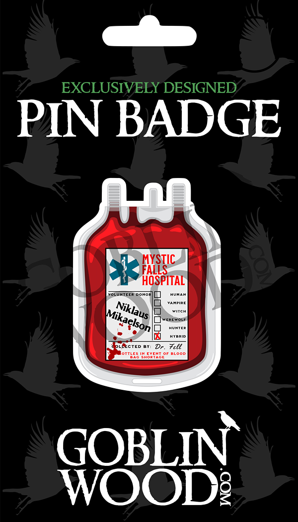 Klaus Blood Bag Acrylic Pin Badge - TVD Inspired