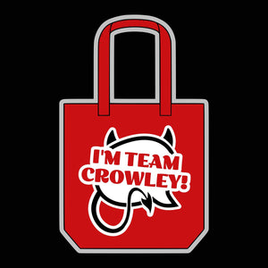 I'm Team Crowley! Speech Bubble Tote Bag Red - Supernatural Inspired - Goblin Wood Exclusive