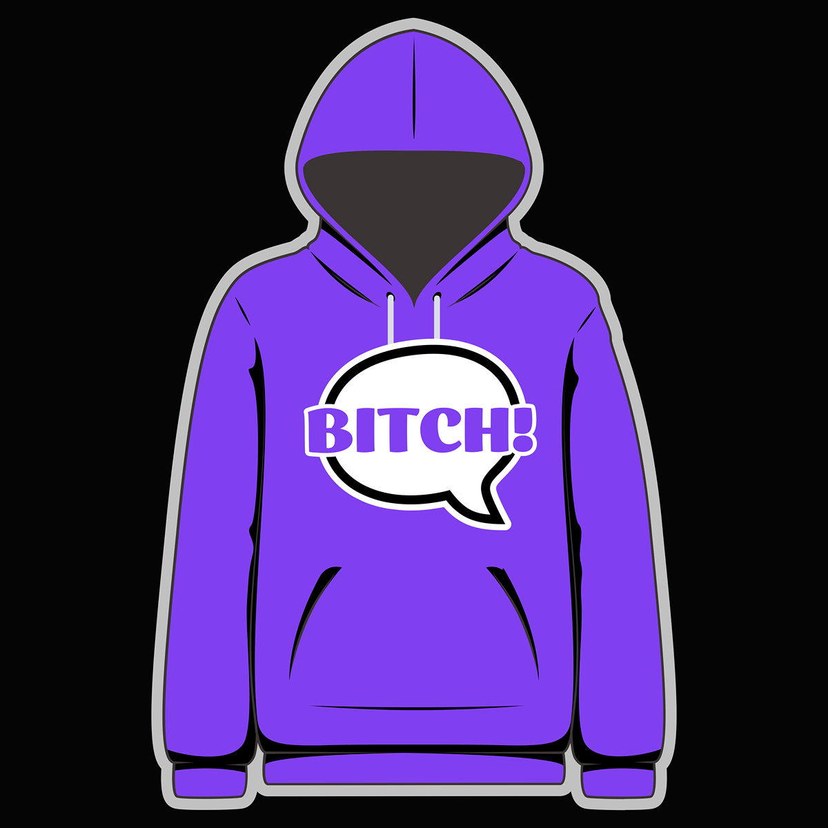 Bitch! Speech Bubble Purple Hoody - Goblin Wood Exclusive