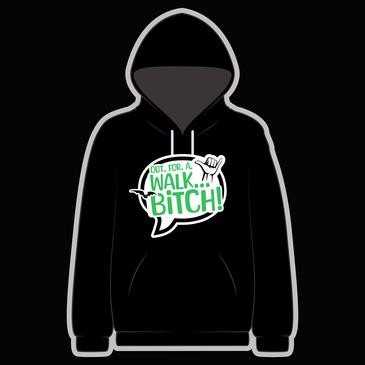 Out. For. A. Walk... Black Hoody - Goblin Wood Exclusive