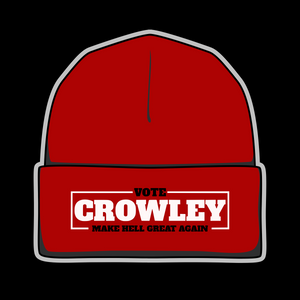 Vote Crowley Red Embroidered Beanie - Supernatural Inspired - Goblin Wood Exclusive