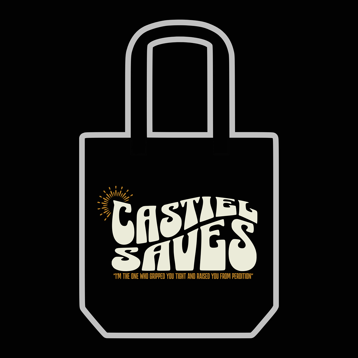 Castiel Saves Black Tote Bag - Supernatural Inspired - Goblin Wood Exclusive