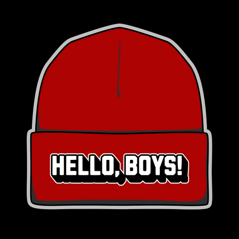 Hello, Boys! Red Embroidered Beanie - Supernatural Inspired - Goblin Wood Exclusive