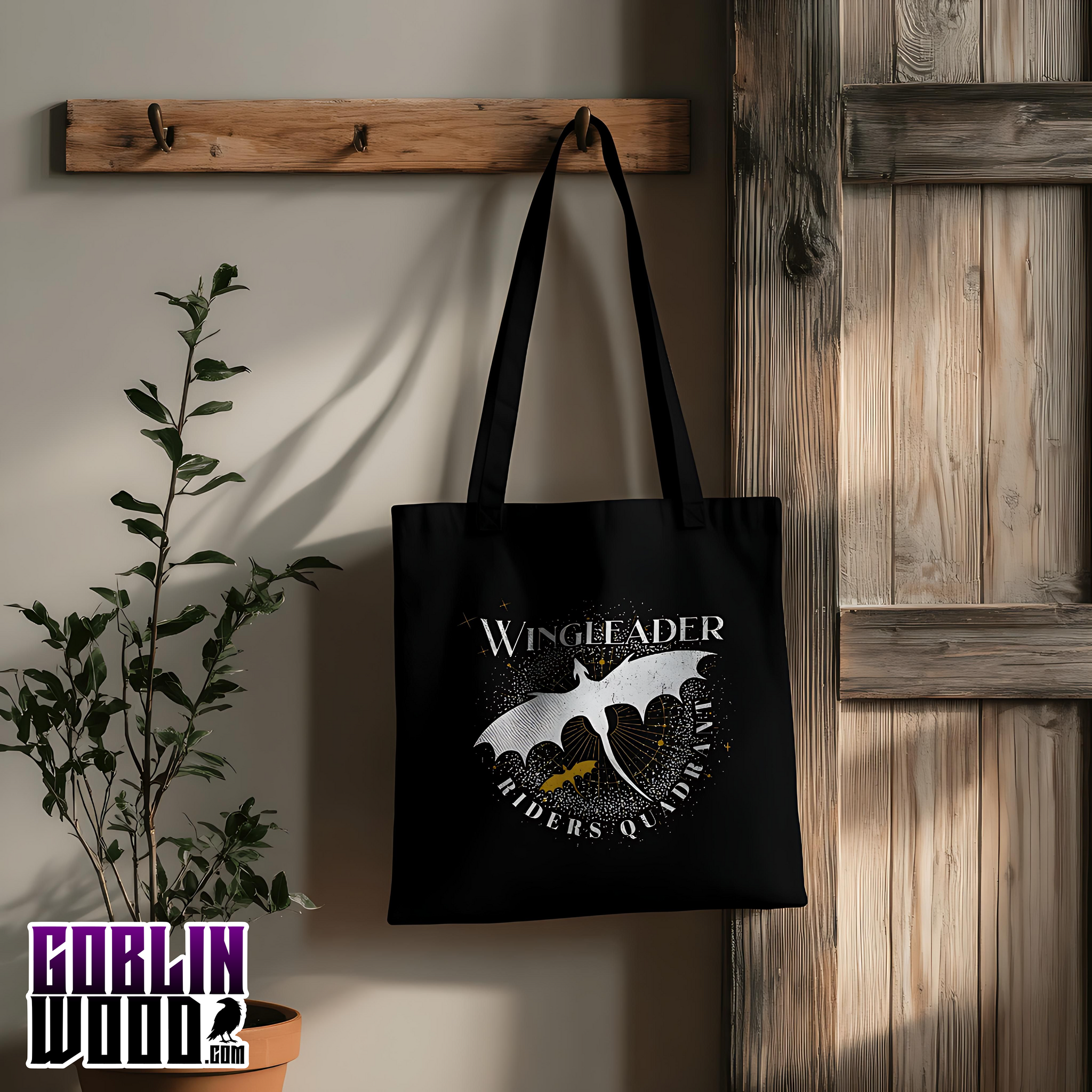 Wingleader Quadrant - Black Tote Bag - Fourth Wing Inspired - Goblin Wood Exclusive