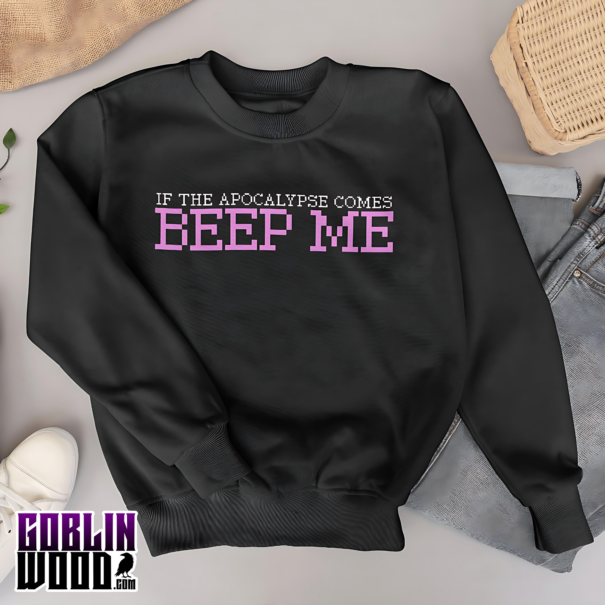 Beep Me - Black Premium Crew Neck Sweatshirt - Buffy Inspired - Goblin Wood Exclusive