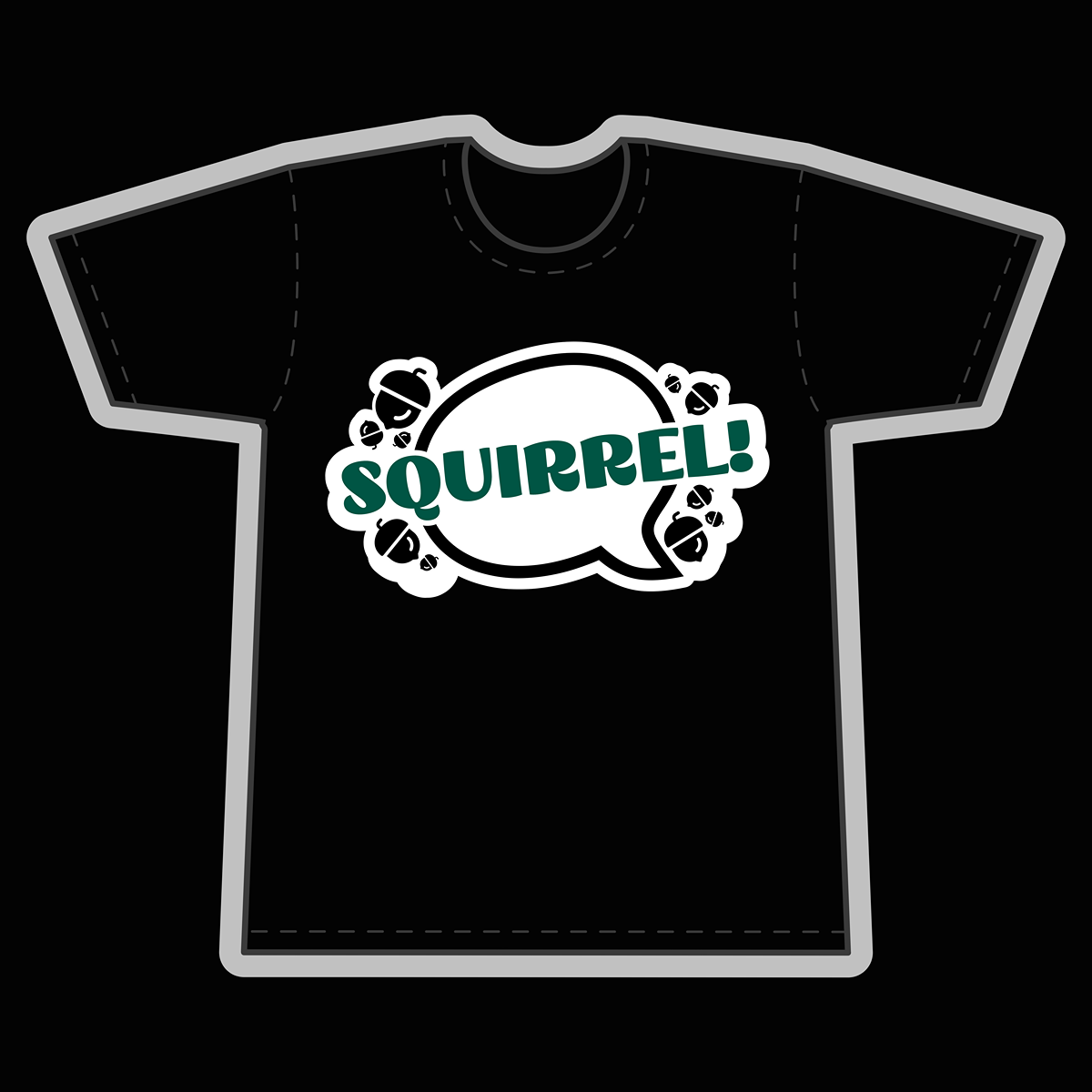 Squirrel! Black T-Shirt - Goblin Wood Exclusive