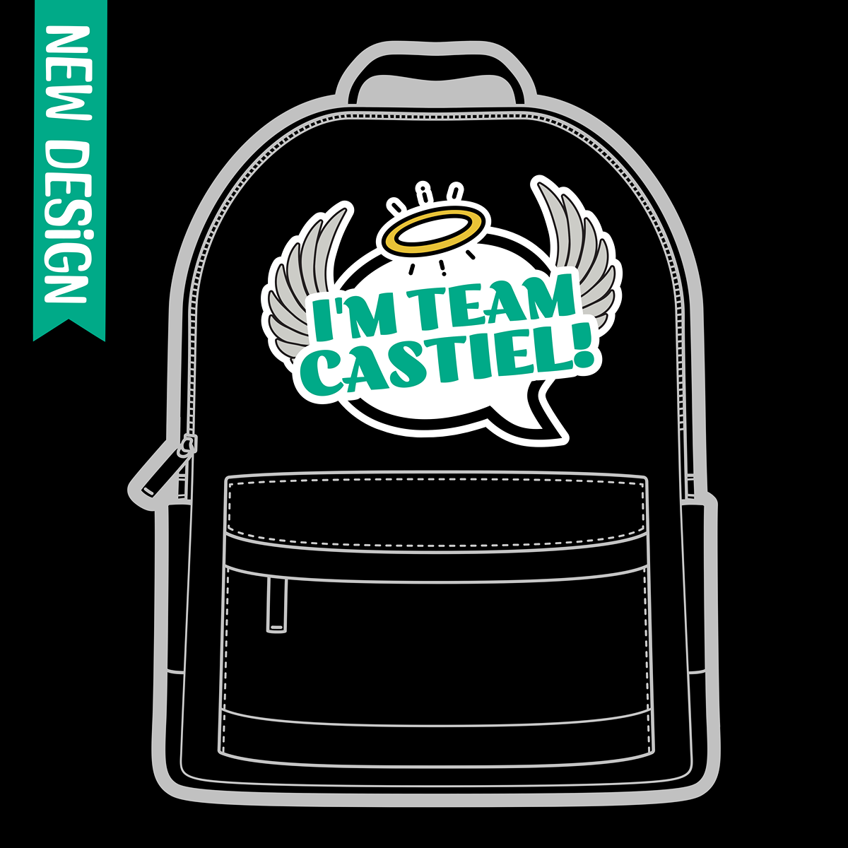 I'm Team Castiel Black Backpack - Supernatural Inspired - Goblin Wood Exclusive