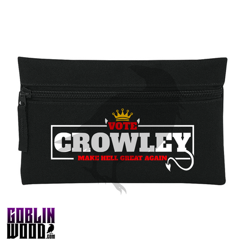 Vote Crowley - Black Pencil Case - Supernatural Inspired - Goblin Wood Exclusive