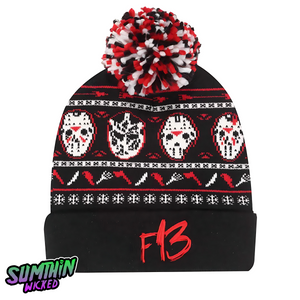 Jason - F13 Pom Pom Knitted Beanie - Friday The 13th