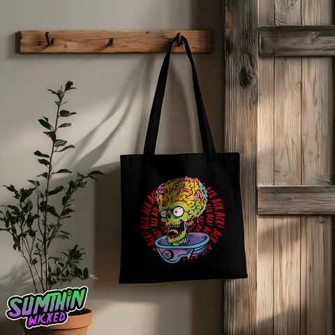 Ack Ack Ack! - Black Tote Bag - Mars Attacks! Inspired - Sumthin Wicked Exclusive