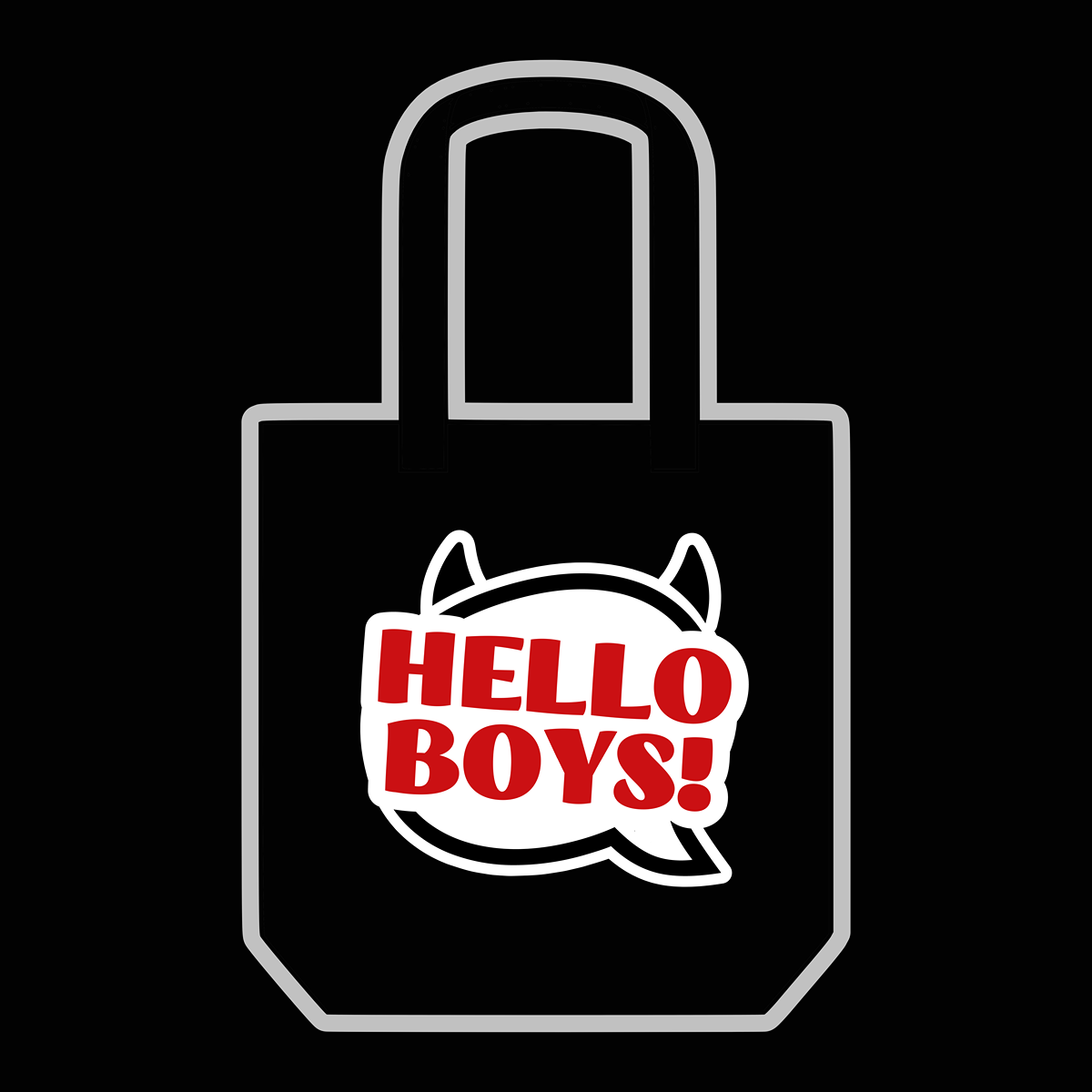 Hello Boys! Speech Bubble Tote Bag Black - Supernatural Inspired - Goblin Wood Exclusive