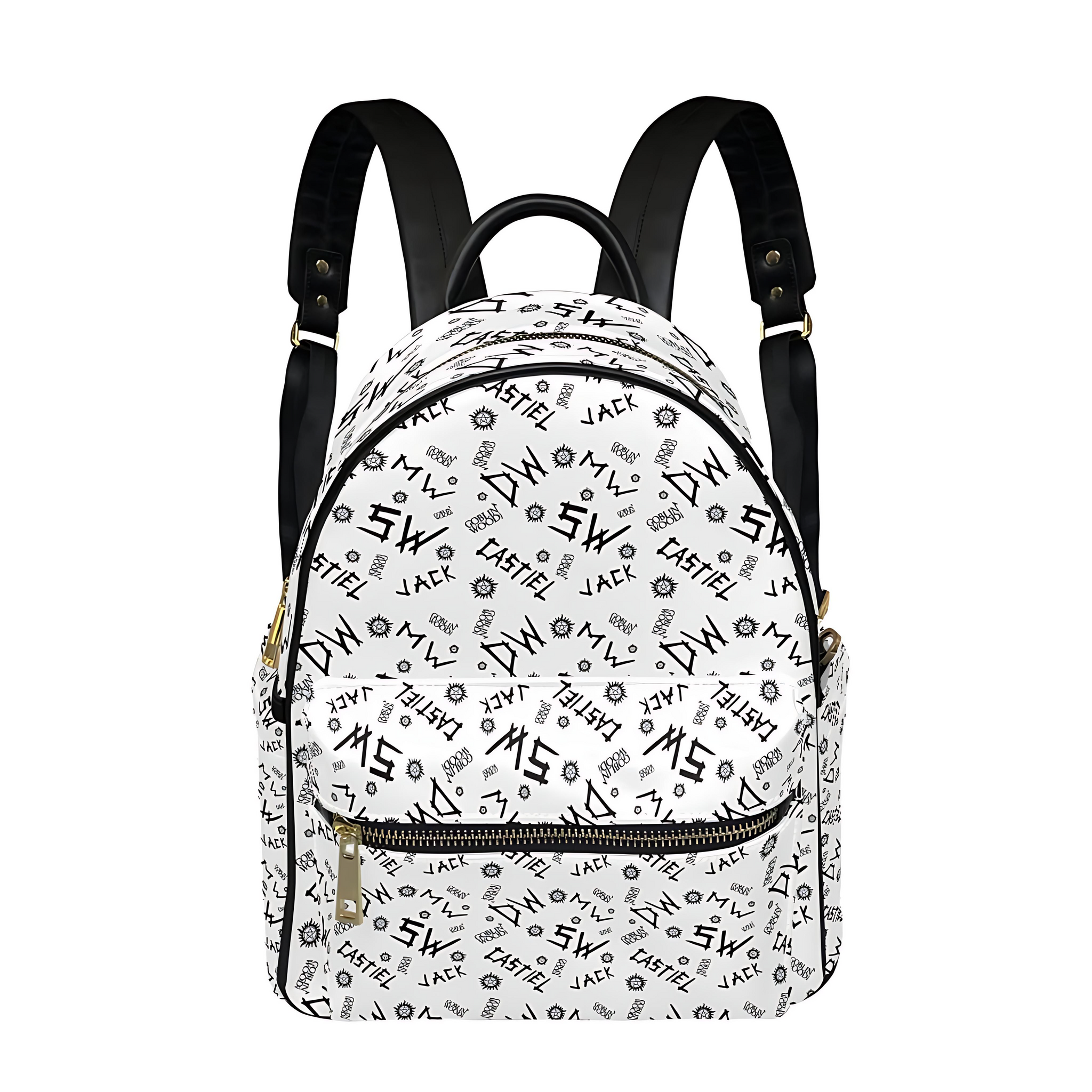 ** PRE ORDER** Initials (White) AOP Print Mini Backpack - Supernatural Inspired - Goblin Wood Exclusive