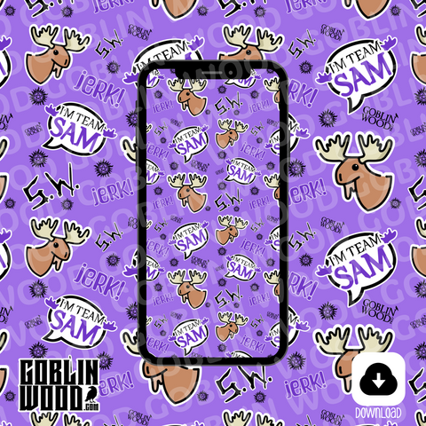 I'm Team Sam Purple Phone Background - Goblin Wood Exclusive