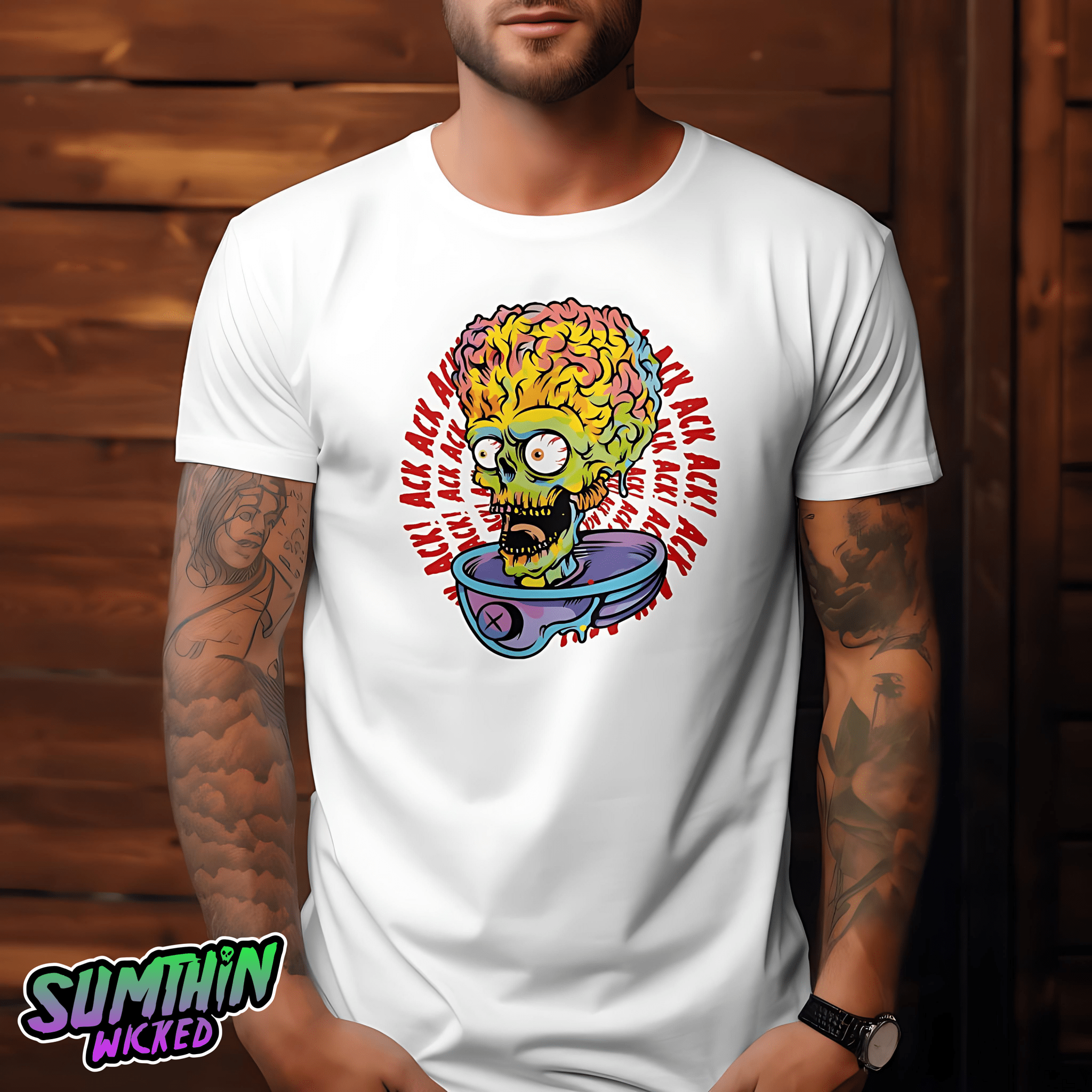 Ack Ack Ack! - White Premium T-Shirt - Mars Attacks! Inspired - Sumthin Wicked Exclusive - Goblin Wood