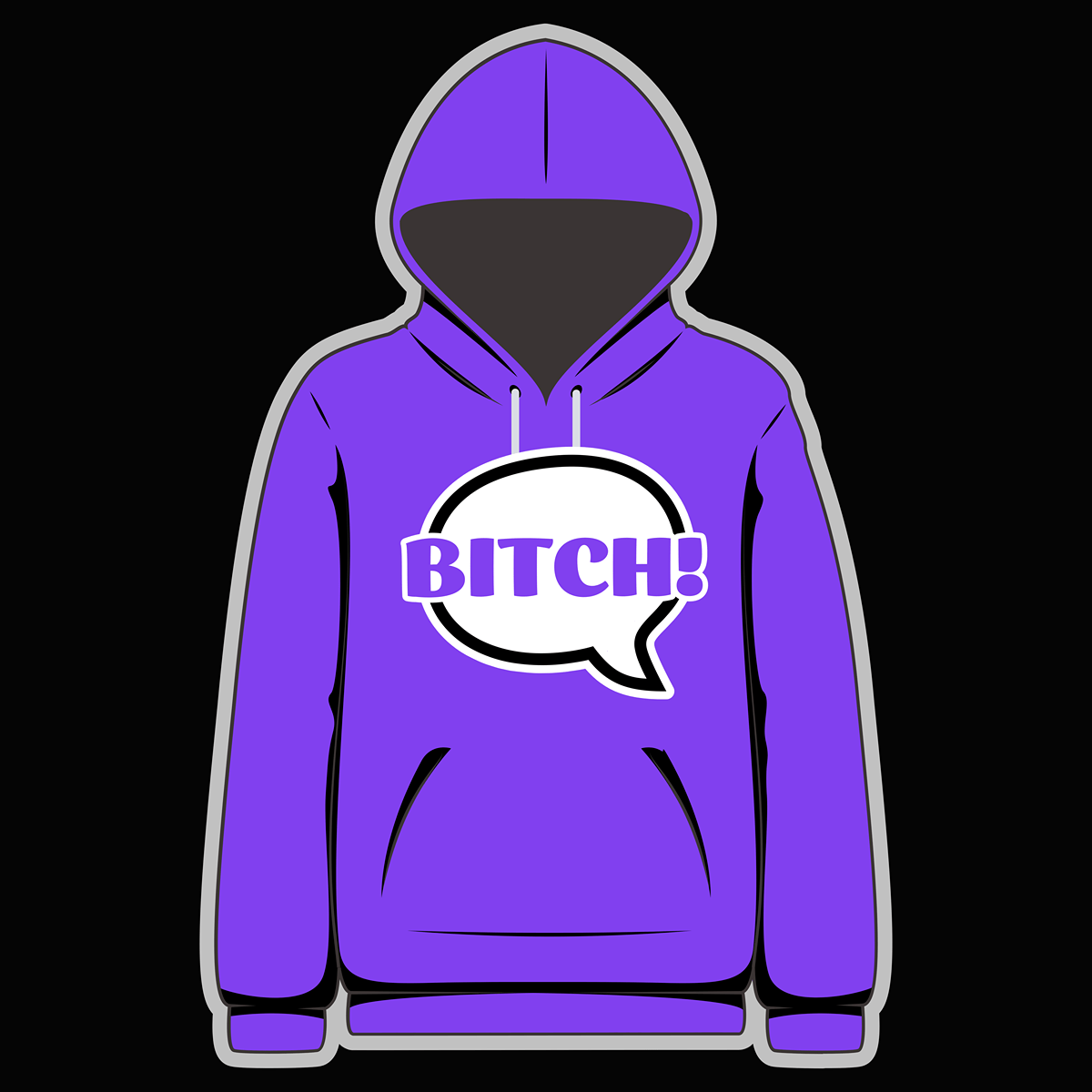 Bitch! Speech Bubble Purple Hoody - Goblin Wood Exclusive - Goblin Wood