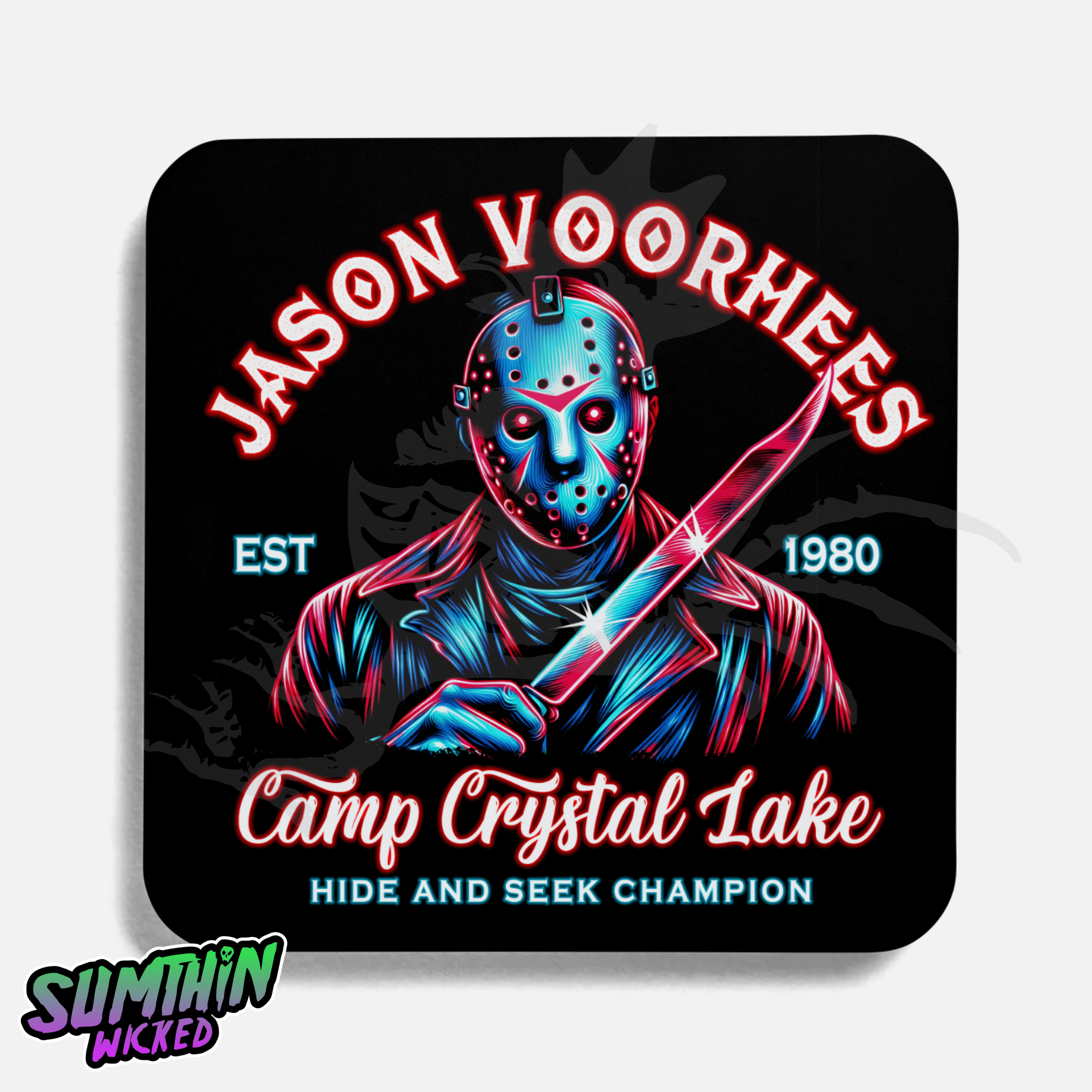 Camp Crystal Lake - Drinks Coaster - Friday The 13th Inspired - Sumthin Wicked Exclusive - Goblin Wood