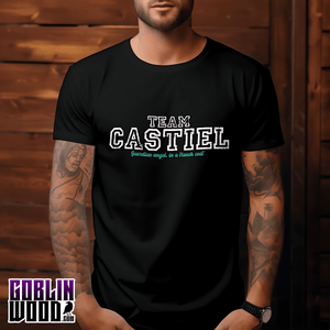 Castiel - Black Varsity Premium T-Shirt - Supernatural Inspired - Goblin Wood Exclusive - Goblin Wood