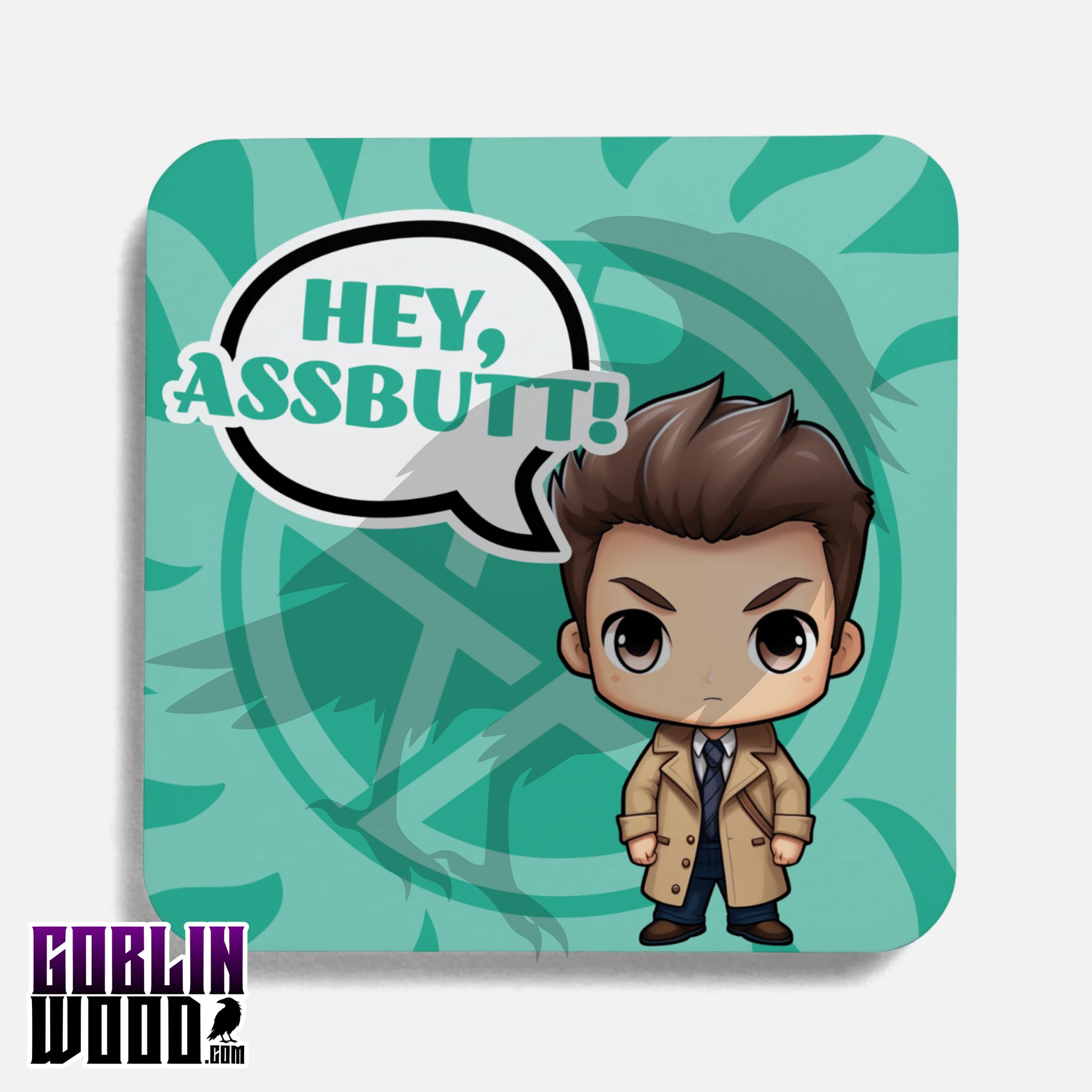 Castiel - Kawaii Speech Bubble Drinks Coaster - Supernatural Inspired - Goblin Wood Exclusive - Goblin Wood