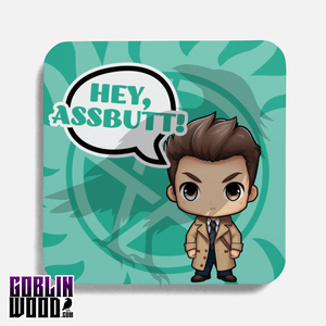 Castiel - Kawaii Speech Bubble Drinks Coaster - Supernatural Inspired - Goblin Wood Exclusive - Goblin Wood