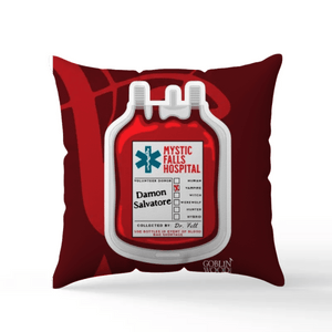 Damon Blood Bag Scatter Cushion - TVD Inspired - Goblin Wood Exclusive - Goblin Wood