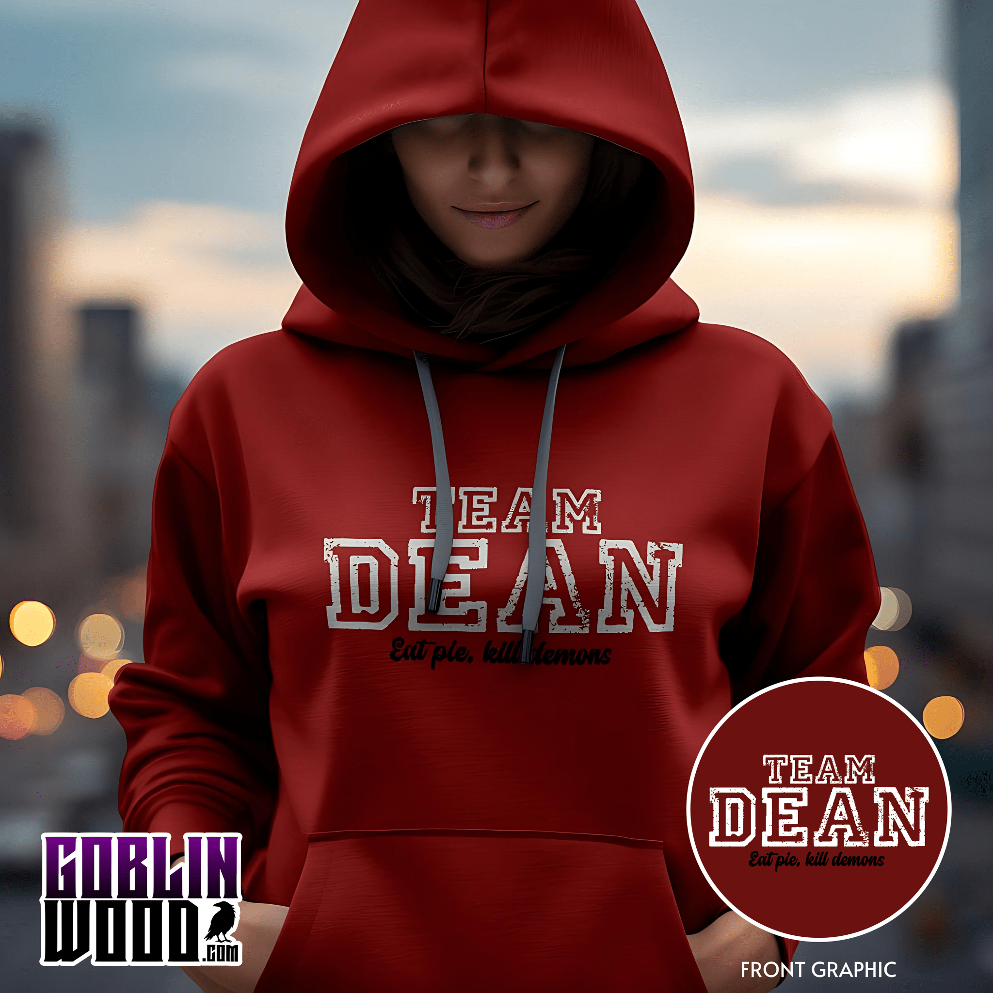 Dean - Varsity Premium Brick Red Hoody - Supernatural Inspired - Goblin Wood Exclusive - Goblin Wood