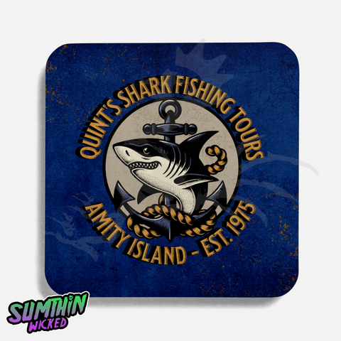 Fishing Trip - Drinks Coaster - Jaws Inspired - Sumthin Wicked Exclusive - Goblin Wood