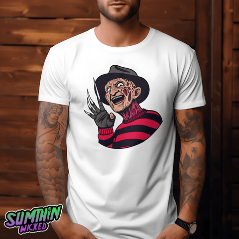 Freddy - White Premium T-Shirt - A Nightmare On Elm Street Inspired - Sumthin Wicked Exclusive - Goblin Wood