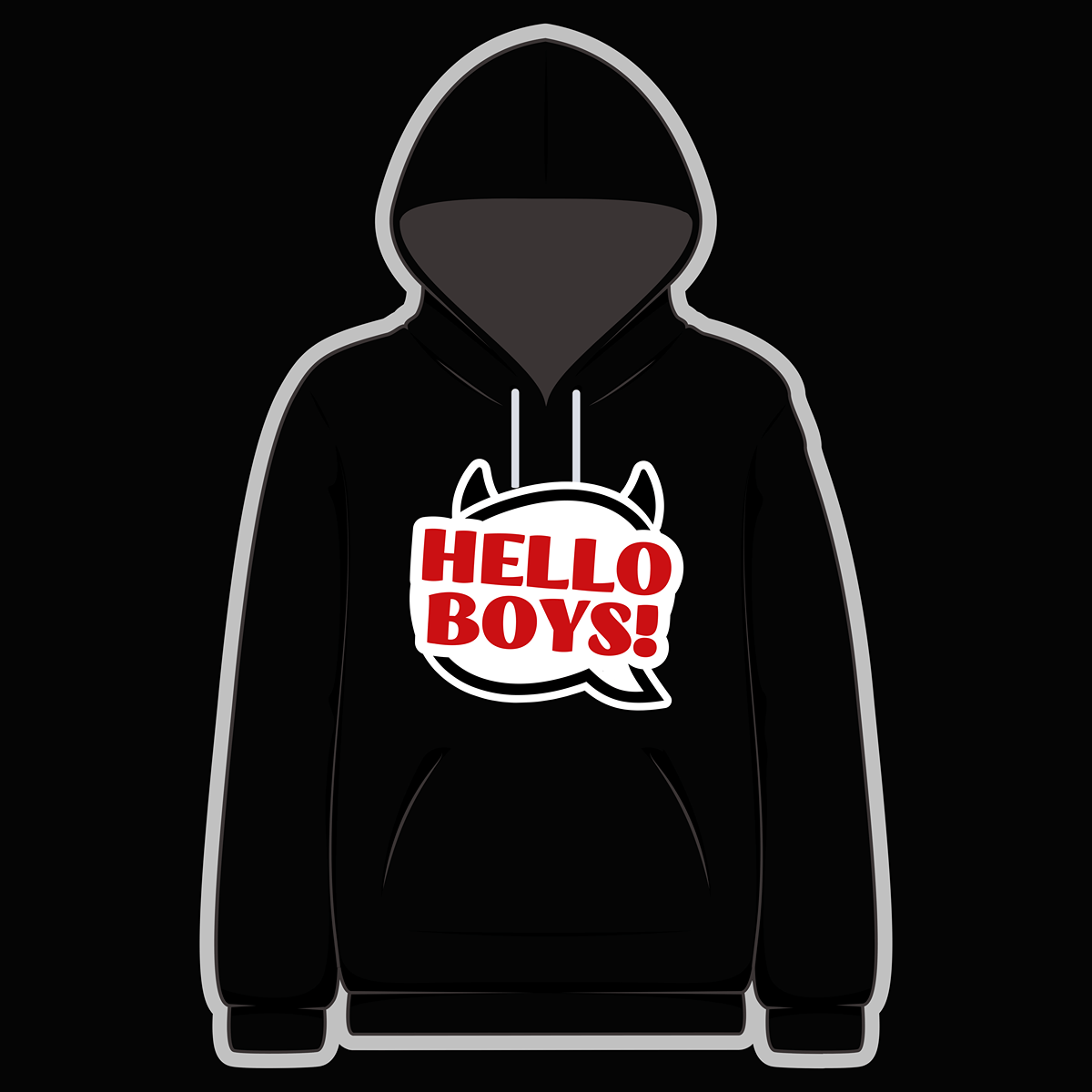 Hello Boys! Black Hoody - Goblin Wood Exclusive - Goblin Wood