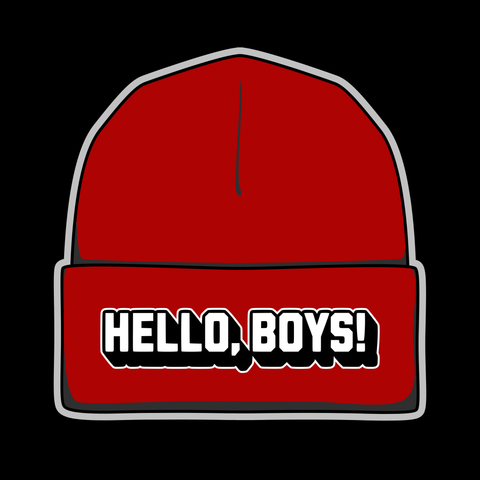 Hello, Boys! Red Embroidered Beanie - Supernatural Inspired - Goblin Wood Exclusive - Goblin Wood