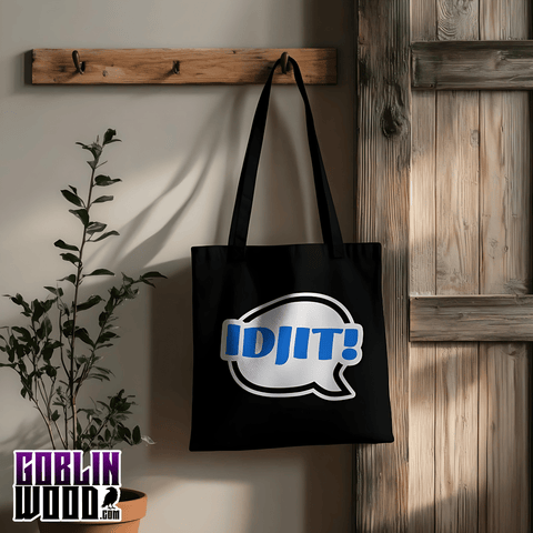 Idjit! - Black Speech Bubble Tote Bag - Supernatural Inspired - Goblin Wood Exclusive - Goblin Wood