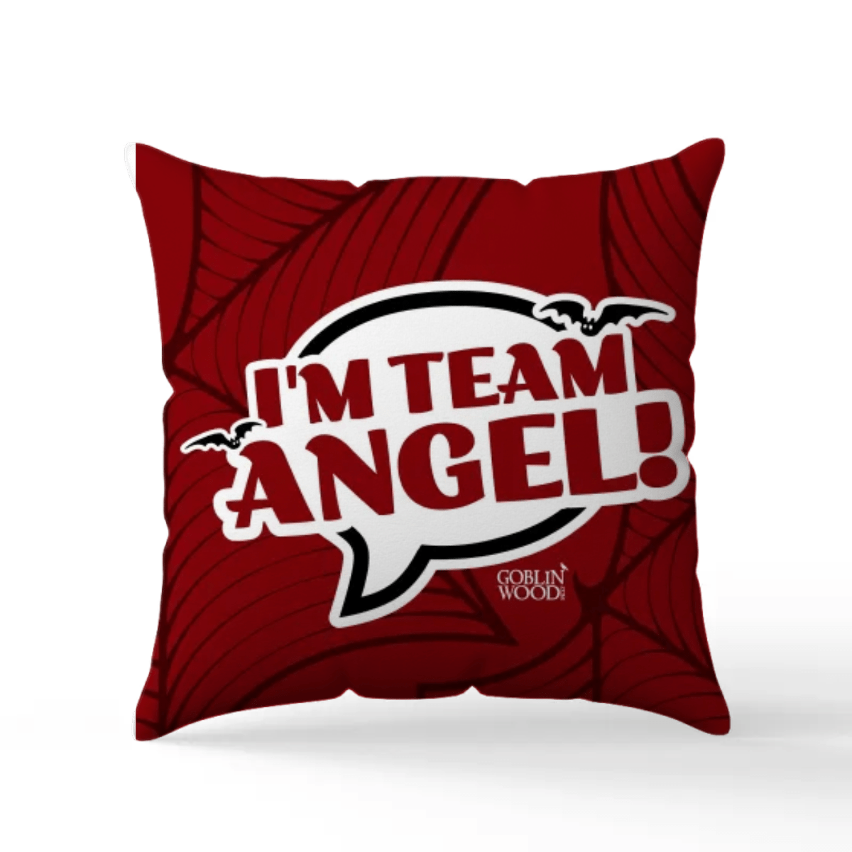 I'm Team Angel! Speech Bubble Scatter Cushion - Buffy Inspired - Goblin Wood Exclusive - Goblin Wood