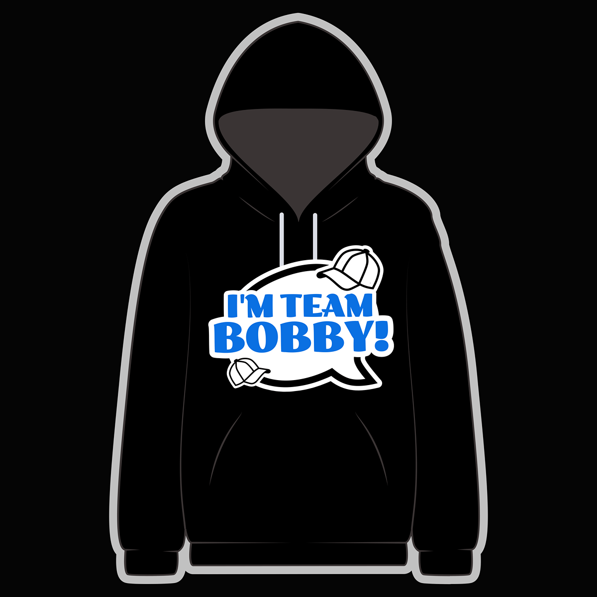 I'm Team Bobby! Speech Bubble Black Hoody - Goblin Wood Exclusive - Goblin Wood