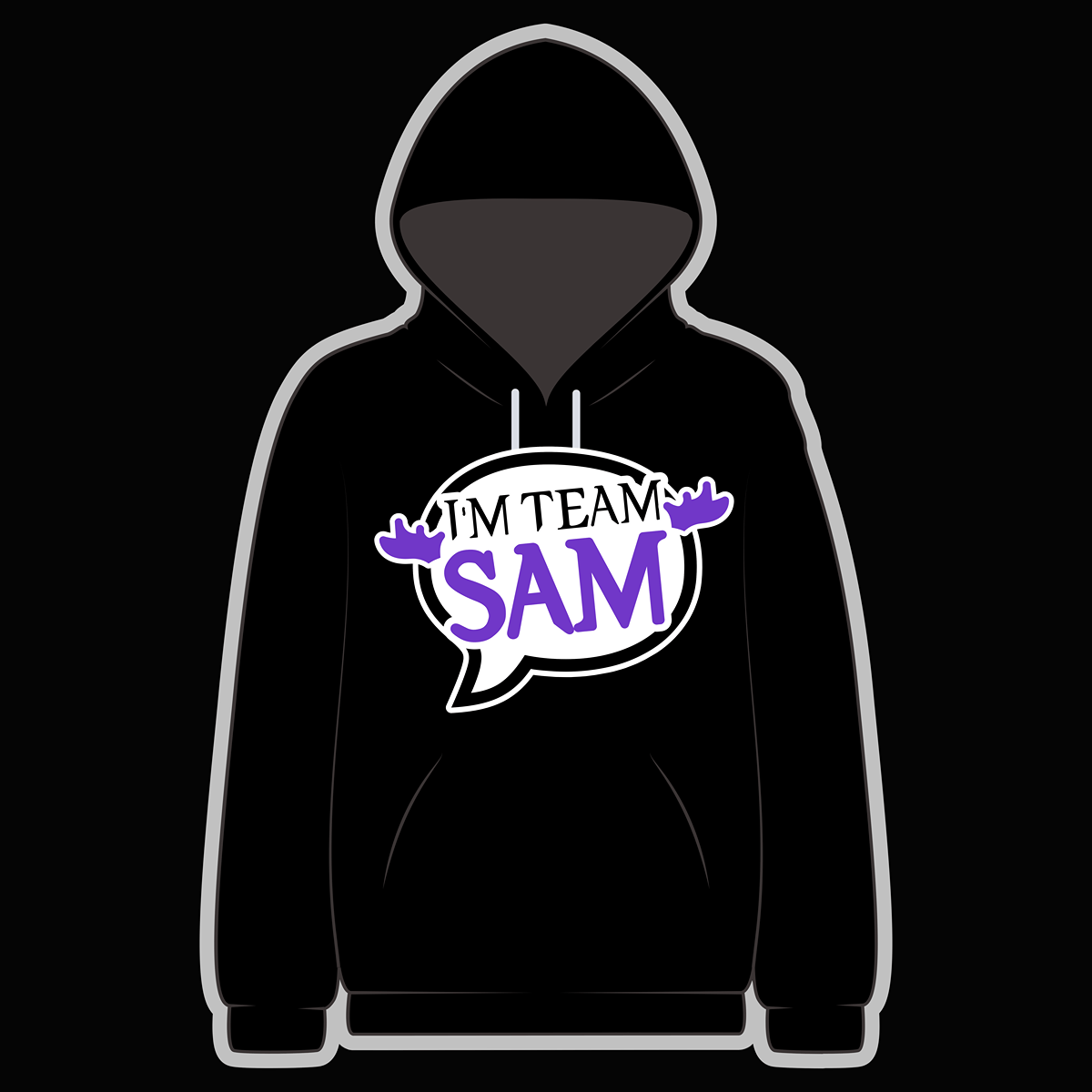 I'm Team Sam! Black Hoody - Goblin Wood Exclusive - Goblin Wood