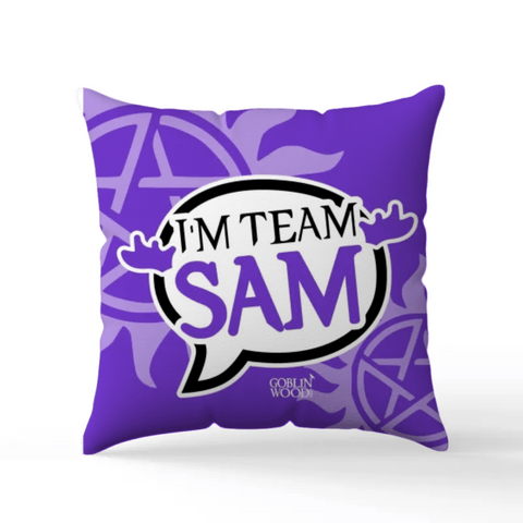 I'm Team Sam! Speech Bubble Scatter Cushion - Supernatural Inspired - Goblin Wood Exclusive - Goblin Wood