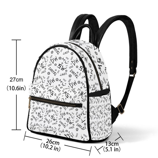 Initials (White) AOP Print Mini Backpack - Supernatural Inspired - Goblin Wood Exclusive - Goblin Wood