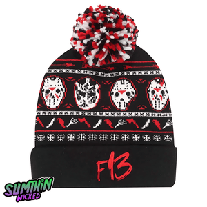 Jason - F13 Pom Pom Knitted Beanie - Friday The 13th - Goblin Wood