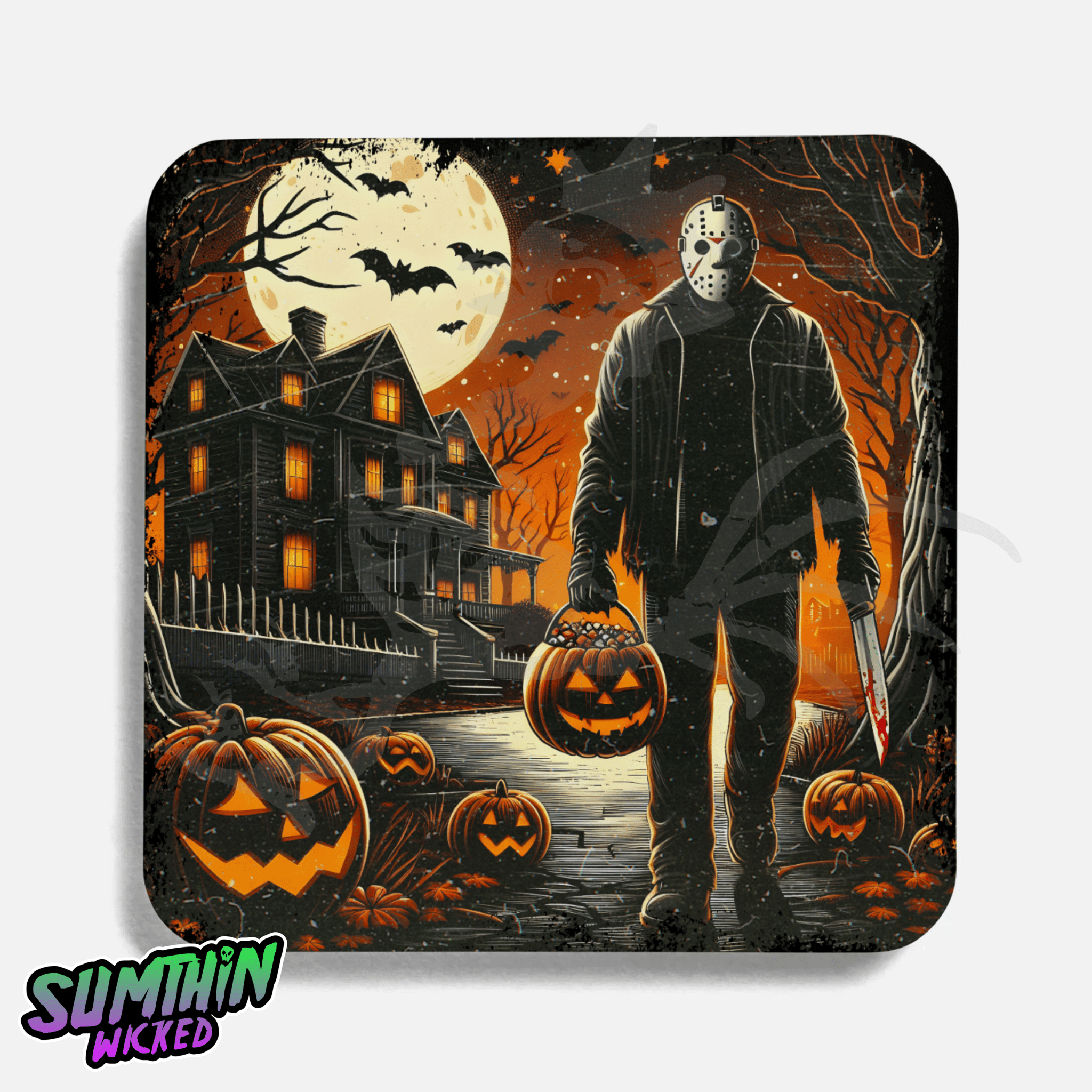 Jason - Trick Or Treat Drinks Coaster - Friday The 13th Inspired - Sumthin Wicked Exclusive - Goblin Wood