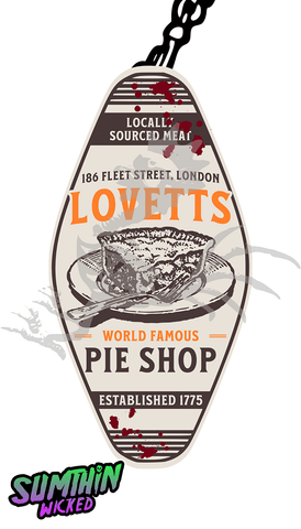 Mrs. Lovett - World famous Pie Shop 186 Fleet Street - Acrylic Key Fob Keychain - Sweeney Todd Inspired - Sumthin Wicked Exclusive - Goblin Wood