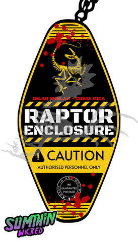 Muldoon - Raptor Enclosure - Acrylic Key Fob Keychain - Jurassic Park Inspired - Sumthin Wicked Exclusive - Goblin Wood