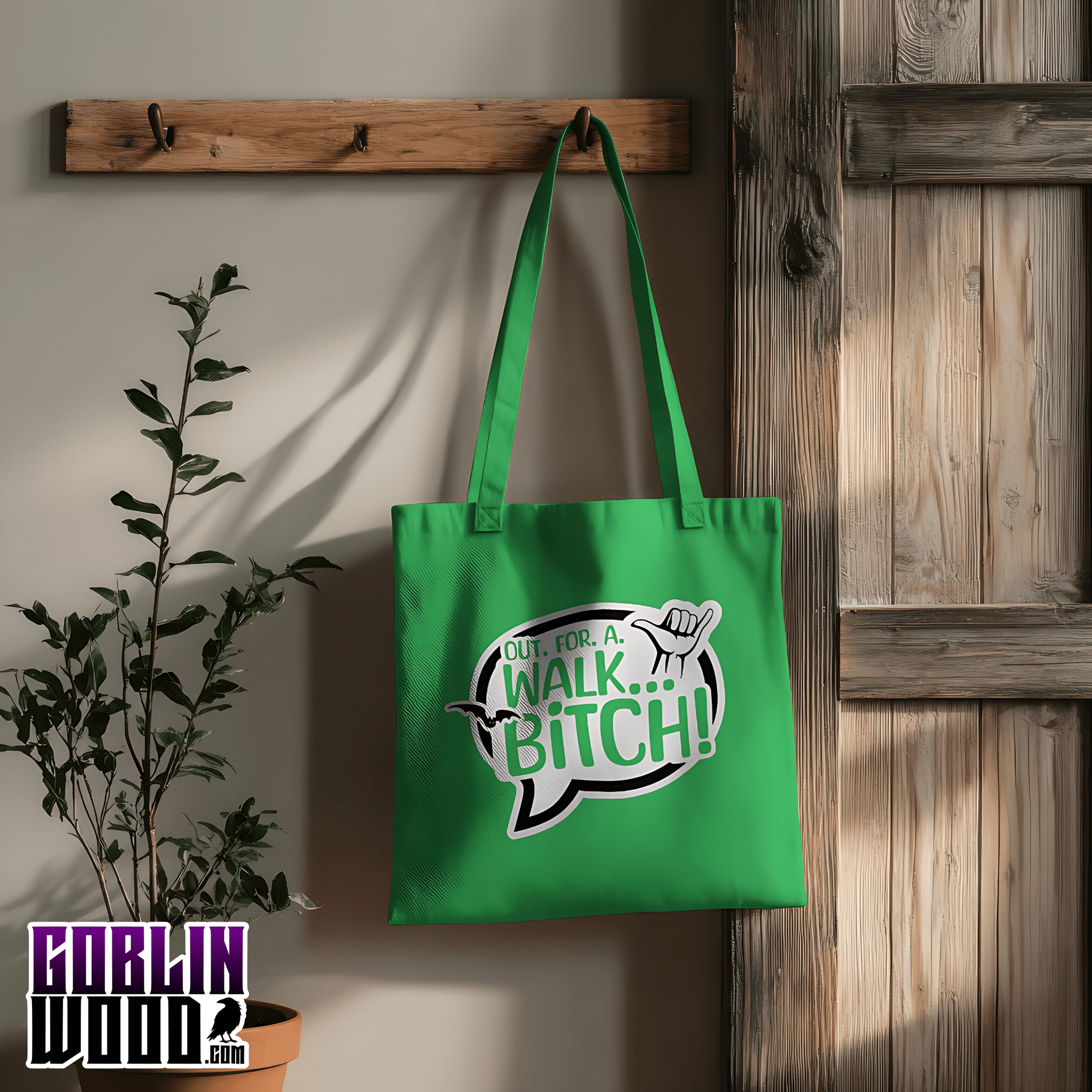 Out. For. a. Walk... - Green Tote Bag - Buffy Inspired - Goblin Wood Exclusive - Goblin Wood