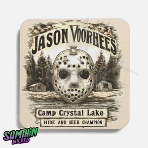 Peekaboo! - Drinks Coaster - Friday The 13th Inspired - Sumthin Wicked Exclusive - Goblin Wood