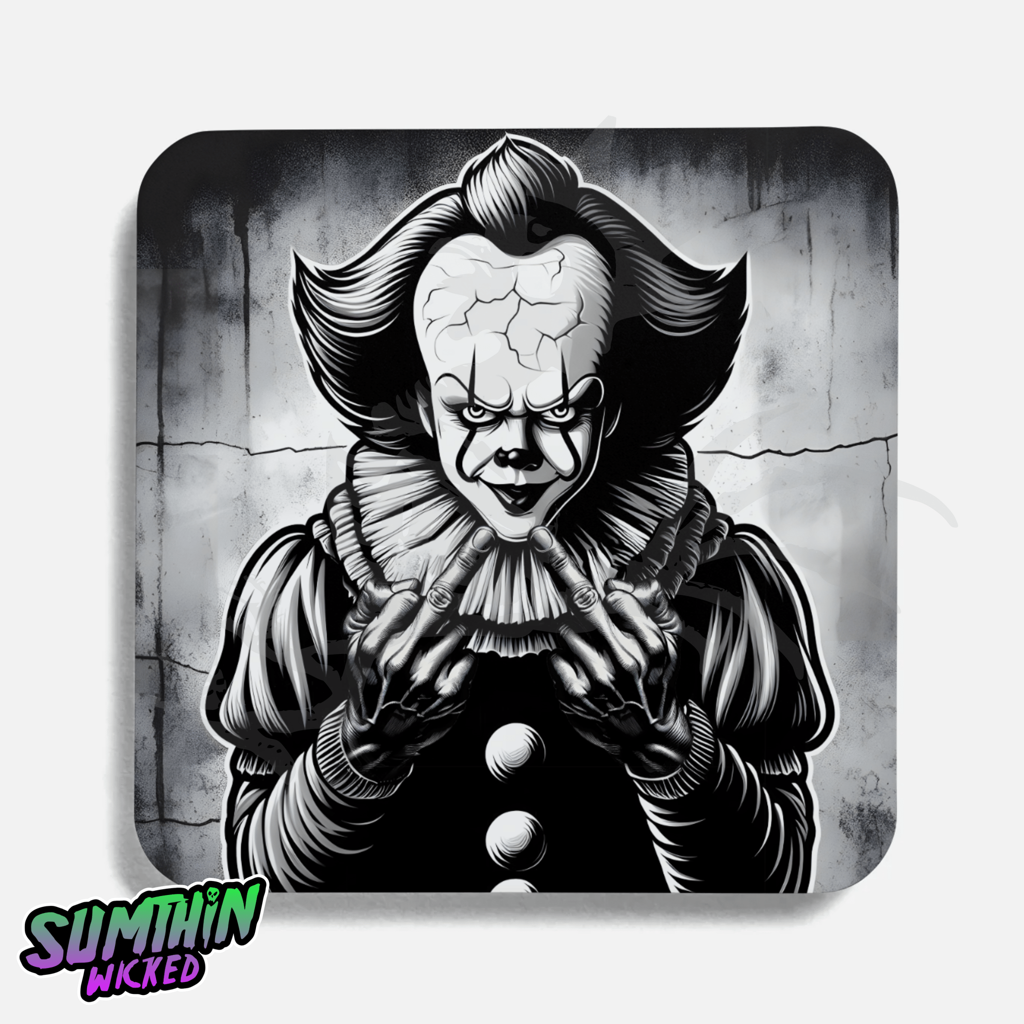 Pennywise - Profanity Drinks Coaster - IT Inspired - Sumthin Wicked Exclusive - Goblin Wood