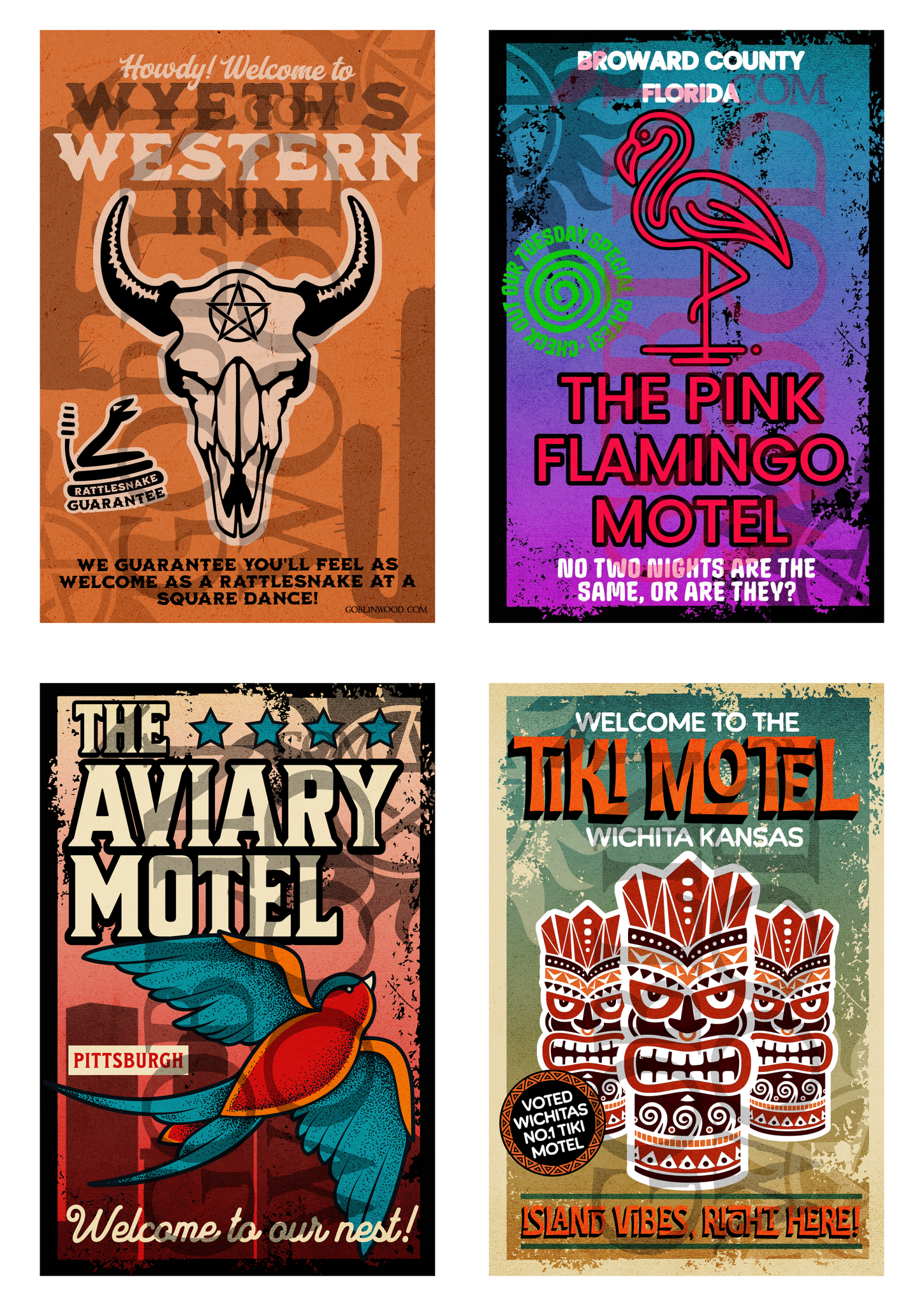 Motels Postcards - Set 1 - Supernatural Inspired - Goblin Wood Exclusive