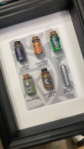 Silver Bullet and Potions - Large Artefact Frame - Supernatural Inspired - Goblin Wood