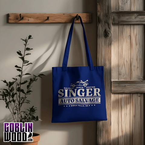 Singer Salvage - Navy Tote Bag - Supernatural Inspired - Goblin Wood Exclusive - Goblin Wood