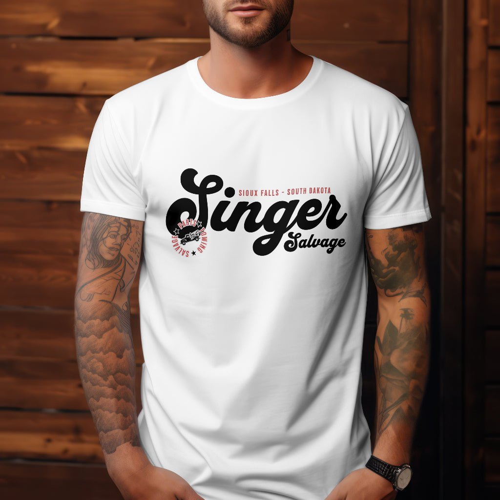 Singer Salvage - White Premium T-Shirt - Goblin Wood Exclusive - Goblin Wood