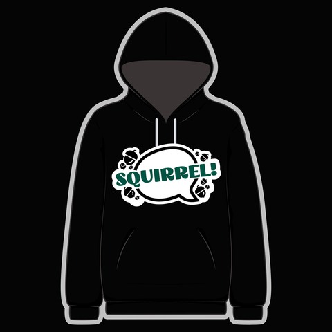 Squirrel! Speech Bubble Black Hoody - Goblin Wood Exclusive - Goblin Wood