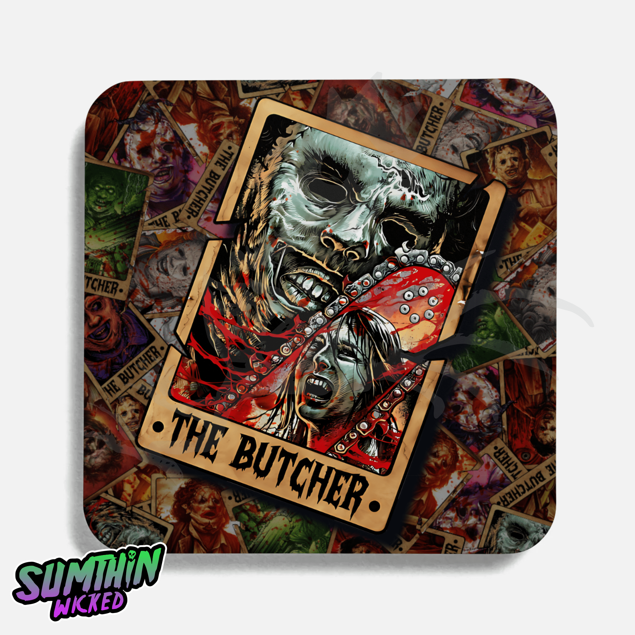 Tanner - Tarot Drinks Coaster - The Texas Chain Saw Massacre Inspired - Sumthin Wicked Exclusive - Goblin Wood